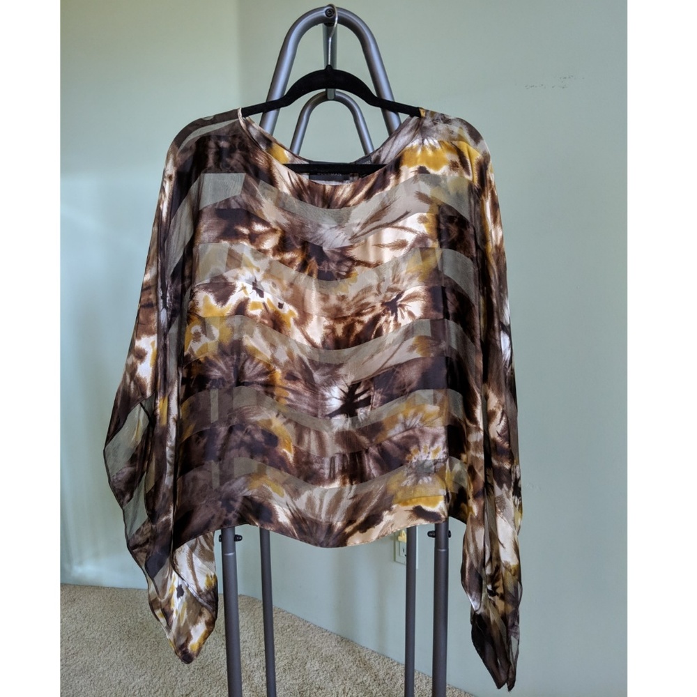 Dana Buchman Brown Pattern Chiffon Blouse